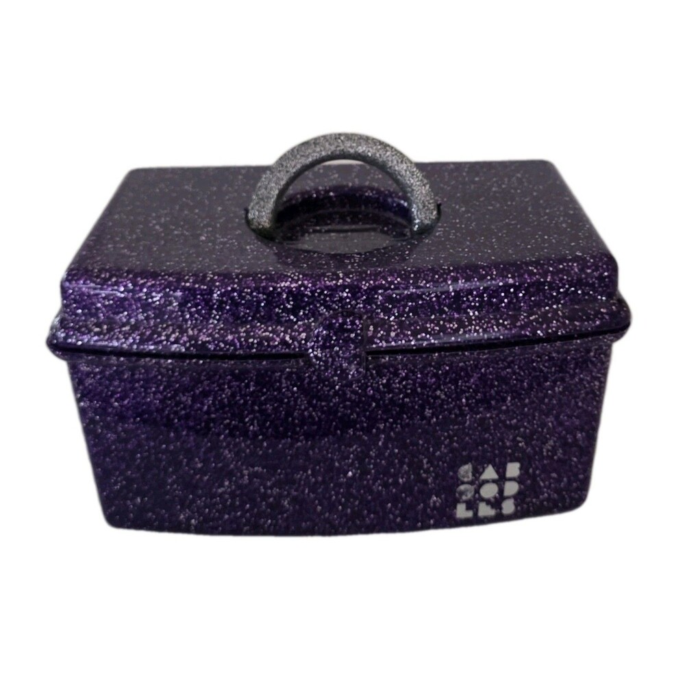 Vintage Y2K Purple Glitter Caboodles Travel Makeup Case W Tray Mirror Metallics
